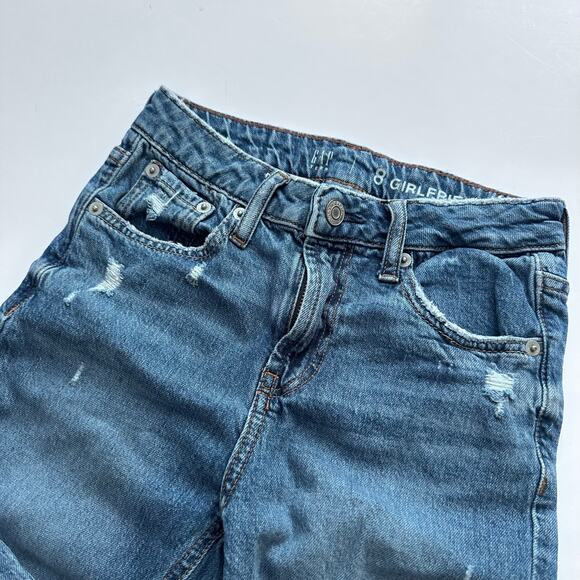 Gap Girlfriend High Waisted Distressed Raw Hem Jeans - Size 8 - Picture 3 of 6